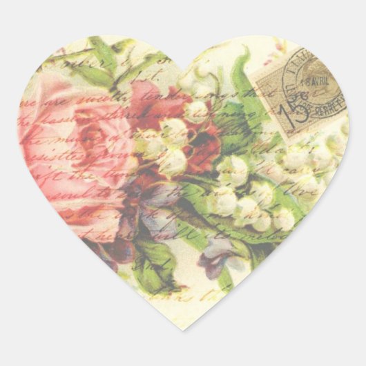  romantische letter roze roos hart sticker (Voorkant)