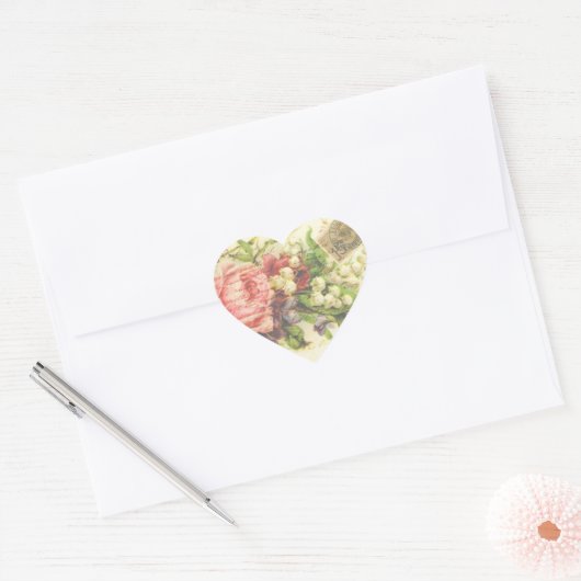  romantische letter roze roos hart sticker (Envelop)