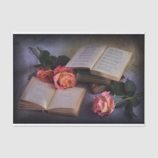 Romantische lezing met vrije Rozen Tissuepapier (Voorkant)