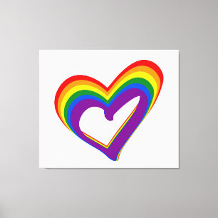 Romantische LGBT Rainbow Flag Heart Gay Pride Love Canvas Afdruk