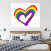 Romantische LGBT Regenboog Vlag Hart Gay Pride Lie Canvas Afdruk (Insitu (Slaapkamer))