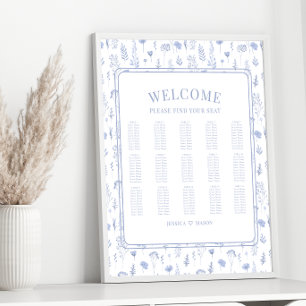Romantische lichtblauwe bloemenbruiloft zitgrafiek poster
