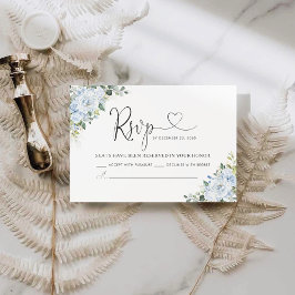 Romantische lichtblauwe bloemige trouw-RSVP kaart