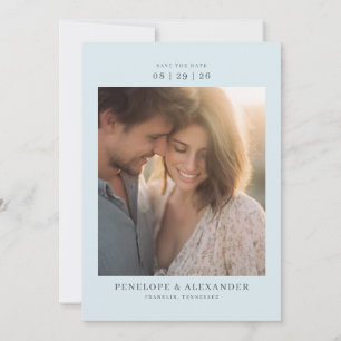 Romantische lichtblauwe foto save the date