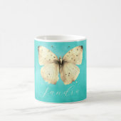 Romantische lichtblauwe vlinder koffiemok (Center)
