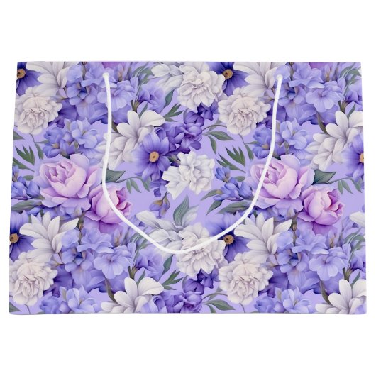 Romantische lichte paarse bloemen groot cadeauzakje (Voorkant)