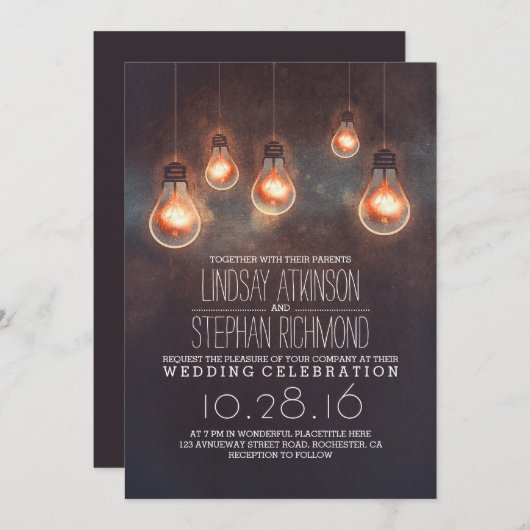 romantische lichten  huwelijksuitnodiging kaart (Voorkant / Achterkant)