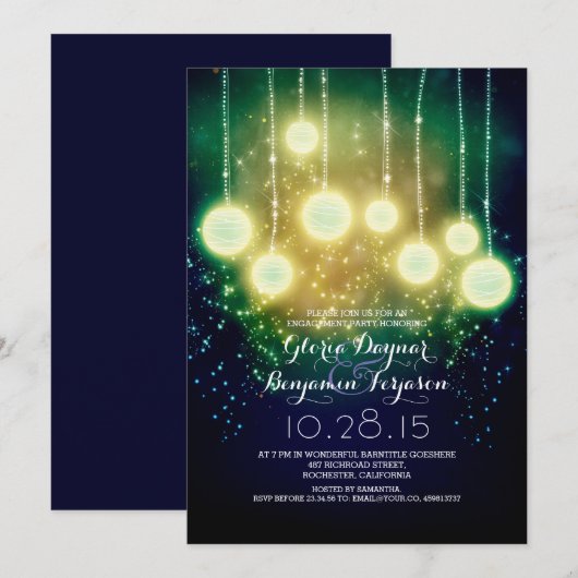 Romantische lichten verlovingsfeest uitnodiging (Voorkant / Achterkant)