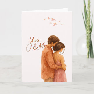 Romantische Liebeskarte You & Me mit Paar im Aquar Kaart