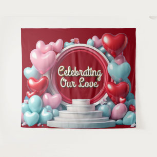 Romantische Liefde Ballonboog Spandoek Achtergrond Wandkleed