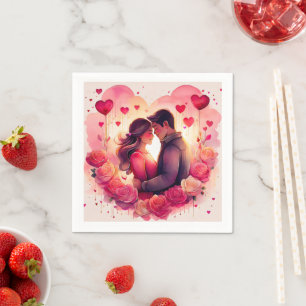 Romantische liefde bloesem servet