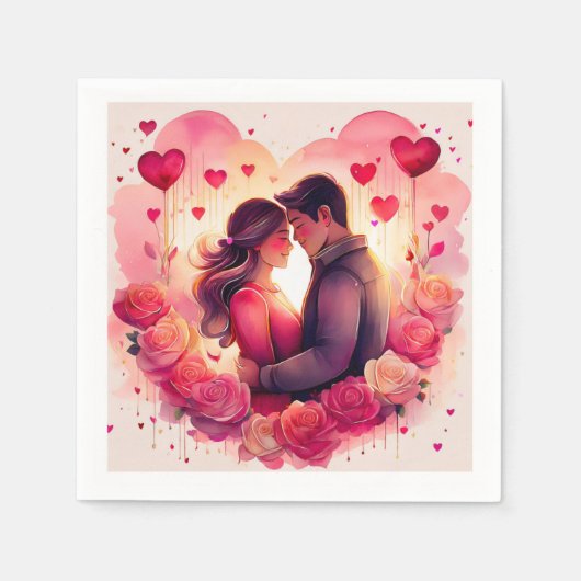 Romantische liefde bloesem servet (Voorkant)