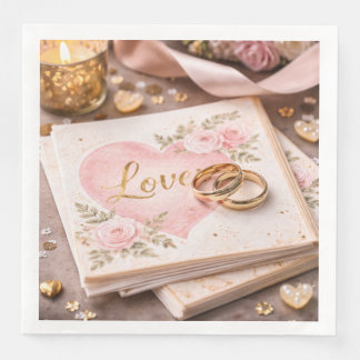 Romantische Liefde Bruiloft Thema Papieren Handdoe Servet