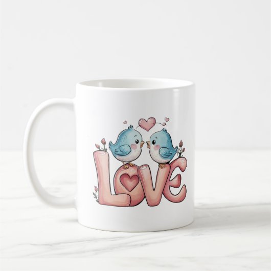 Romantische liefde Cartoon Koffiemok (Links)