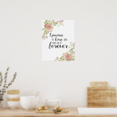 romantische liefde citeert waterverf roze bloemen poster (Keuken)