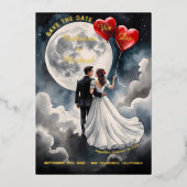 Romantische Liefde Cloud Negen Sprookje Save The D Folie Uitnodiging (Voorkant)