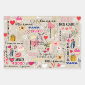  Romantische liefde en Frans woordspatroon Inpakpapier Vel (Voorkant 2)