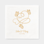 Romantische liefde en vlinders Aangepaste namen Da Folie Servetten (Voorkant)