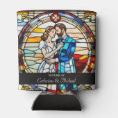 Romantische liefde Glas in lood stijl Europese bru Blikjeskoeler (Achterkant)