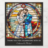 Romantische liefde Glas in lood stijl Europese bru Wijn Etiket (Enkel label)