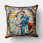 Romantische Liefde Glas-in-Lood Stijl Europese Tro Kussen (Achterkant)