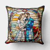 Romantische Liefde Glas-in-Lood Stijl Europese Tro Kussen (Voorkant)