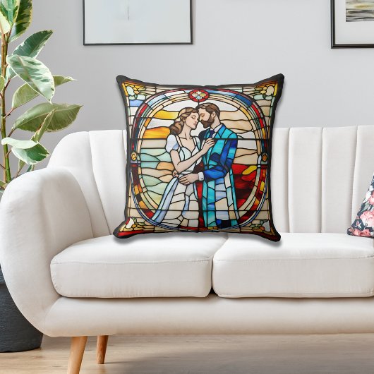 Romantische Liefde Glas-in-Lood Stijl Europese Tro Kussen
