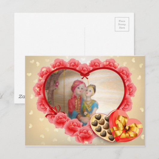 Romantische liefde Hart Art Print Aankondigingskaart (Voorkant / Achterkant)