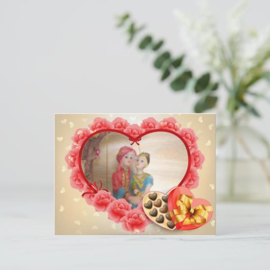 Romantische liefde Hart Art Print Aankondigingskaart (Staand voorkant)