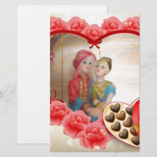 Romantische liefde Hart Art Print Briefpapier (Voorkant / Achterkant)