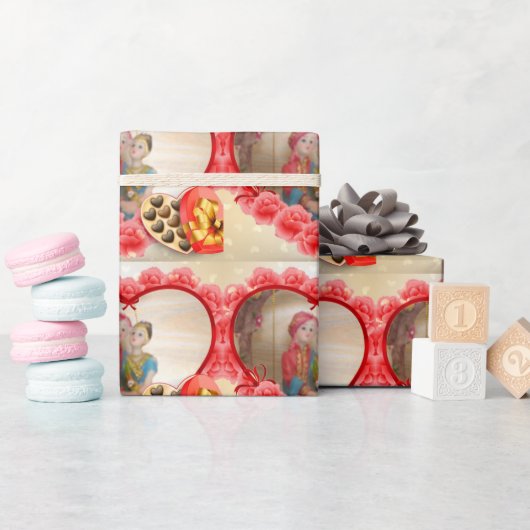 Romantische liefde Hart Art Print Cadeaupapier (Baby Shower)