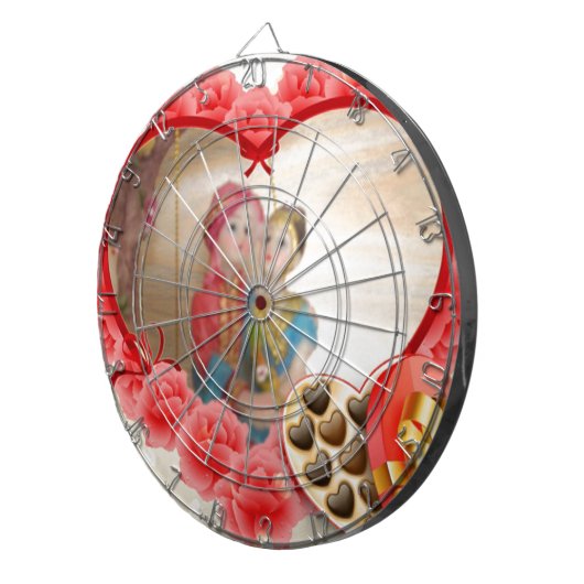 Romantische liefde Hart Art Print Dartbord (Voorkant Rechts)