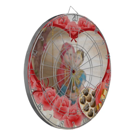 Romantische liefde Hart Art Print Dartbord (Voorkant Links)