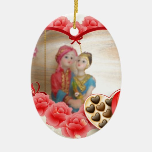 Romantische liefde Hart Art Print Keramisch Ornament (Voorkant)