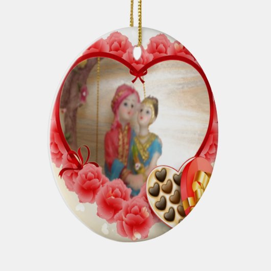 Romantische liefde Hart Art Print Keramisch Ornament (Rechts)
