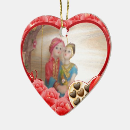 Romantische liefde Hart Art Print Keramisch Ornament (Links)