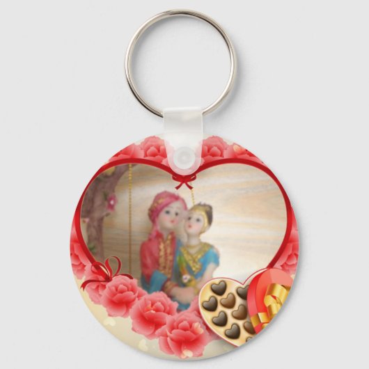 Romantische liefde Hart Art Print Sleutelhanger (Voorkant)