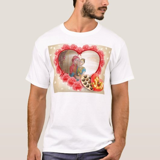 Romantische liefde Hart Art Print T-shirt (Voorkant)