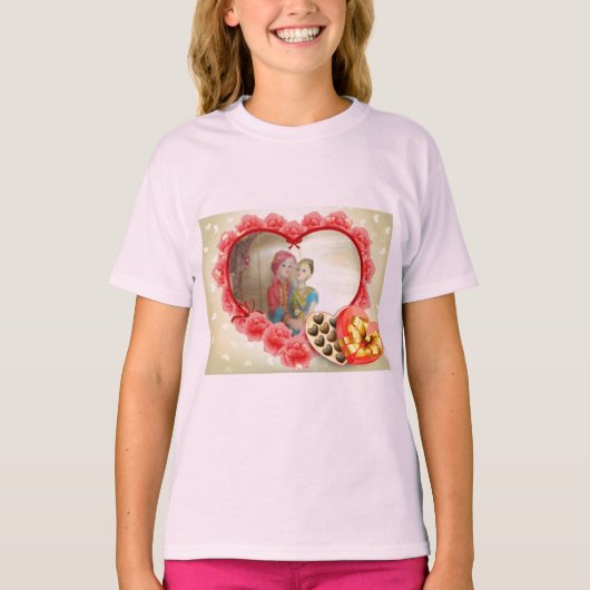 Romantische liefde Hart Art Print T-shirt (Voorkant)