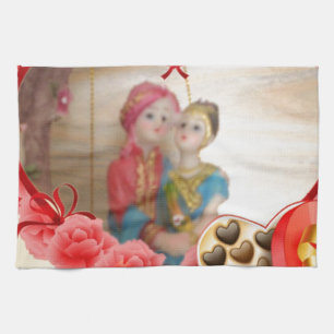 Romantische liefde Hart Art Print Theedoek