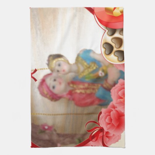 Romantische liefde Hart Art Print Theedoek (Verticaal)