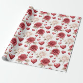 Romantische liefde hart bruiloft cadeaupapier (Uitgerold)
