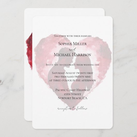 Romantische liefde hart bruiloft kaart (Voorkant / Achterkant)