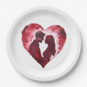 Romantische liefde hart bruiloft papieren bordje (Voorkant)