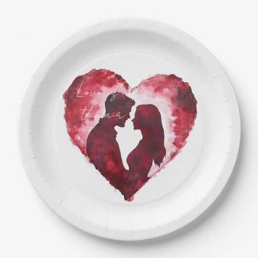 Romantische liefde hart bruiloft papieren bordje (Voorkant)