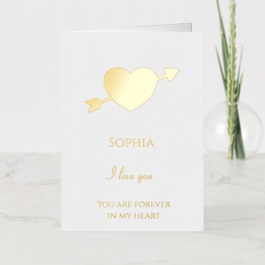 Romantische liefde hart pijl folie wenskaart (Voorkant)