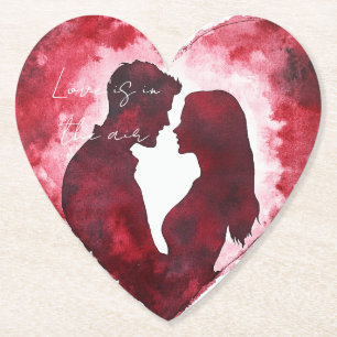 Romantische Liefde Hart Trouwen Kartonnen Onderzetters