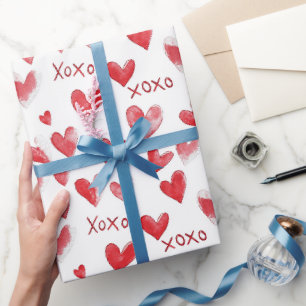 Romantische liefde hart XOXO bruiloft Cadeaupapier