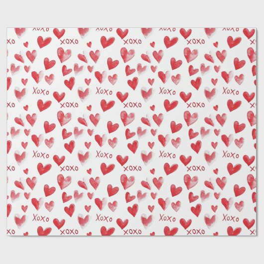 Romantische liefde hart XOXO bruiloft Cadeaupapier (Vlak)