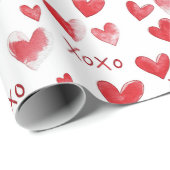Romantische liefde hart XOXO bruiloft Cadeaupapier (Rol Hoek)